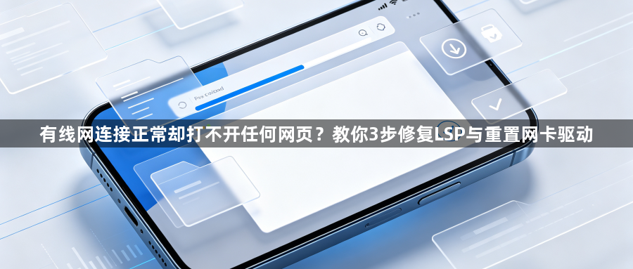 有线网连接正常却打不开任何网页？教你3步修复LSP与重置网卡驱动1