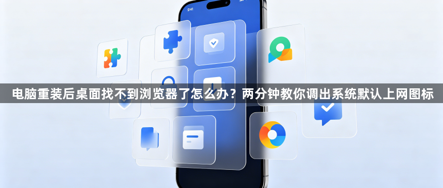 电脑重装后桌面找不到浏览器了怎么办？两分钟教你调出系统默认上网图标1